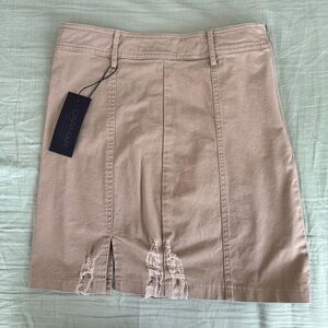 LF Carmar Tan Khaki Distressed Slit Mini Skirt Taupe Belt Loop